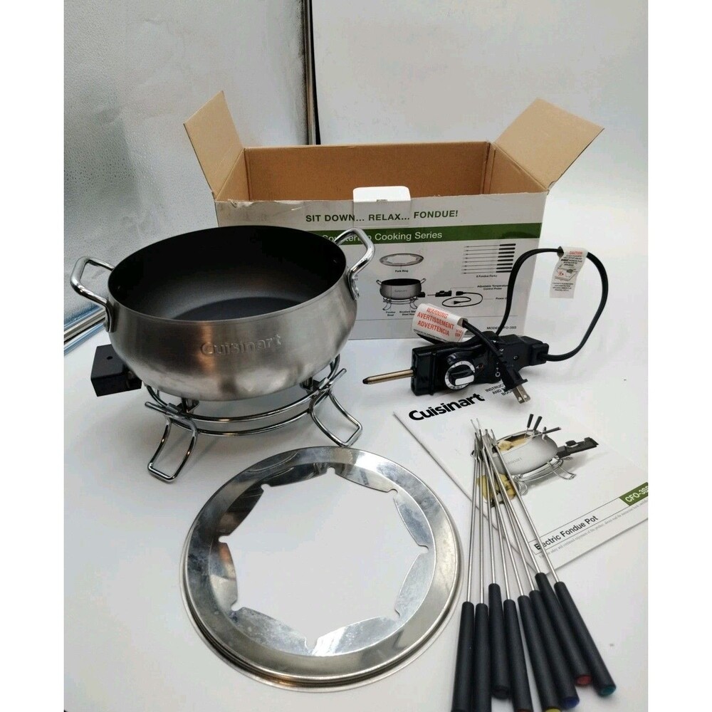 Cuisinart Electric Fondue Set Nonstick CFO-3SS 1000W Stainless Steel With Box